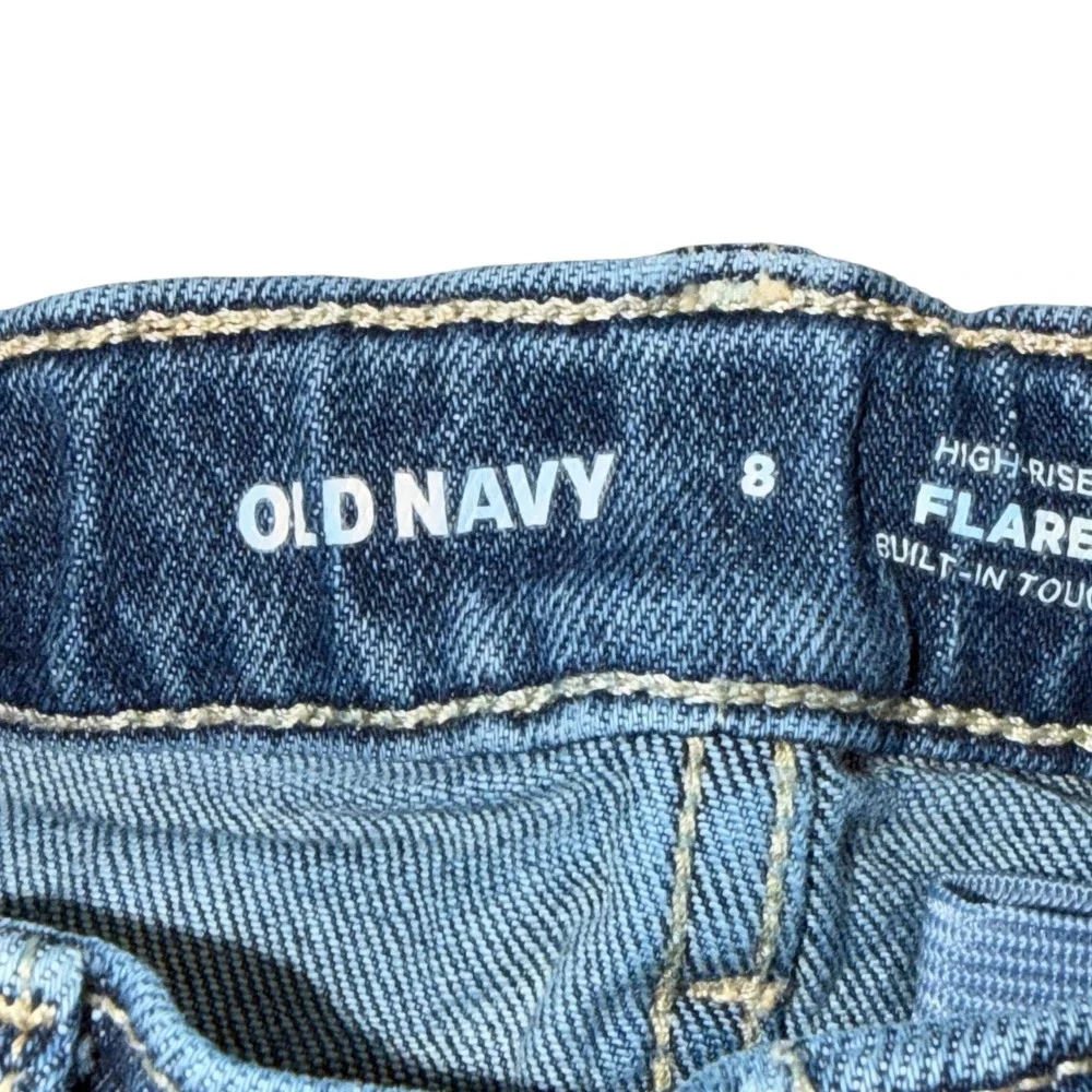Old Navy Kids High-Rise Flare Jeans Medium Wash Studded Size 8 Built-In Tough
